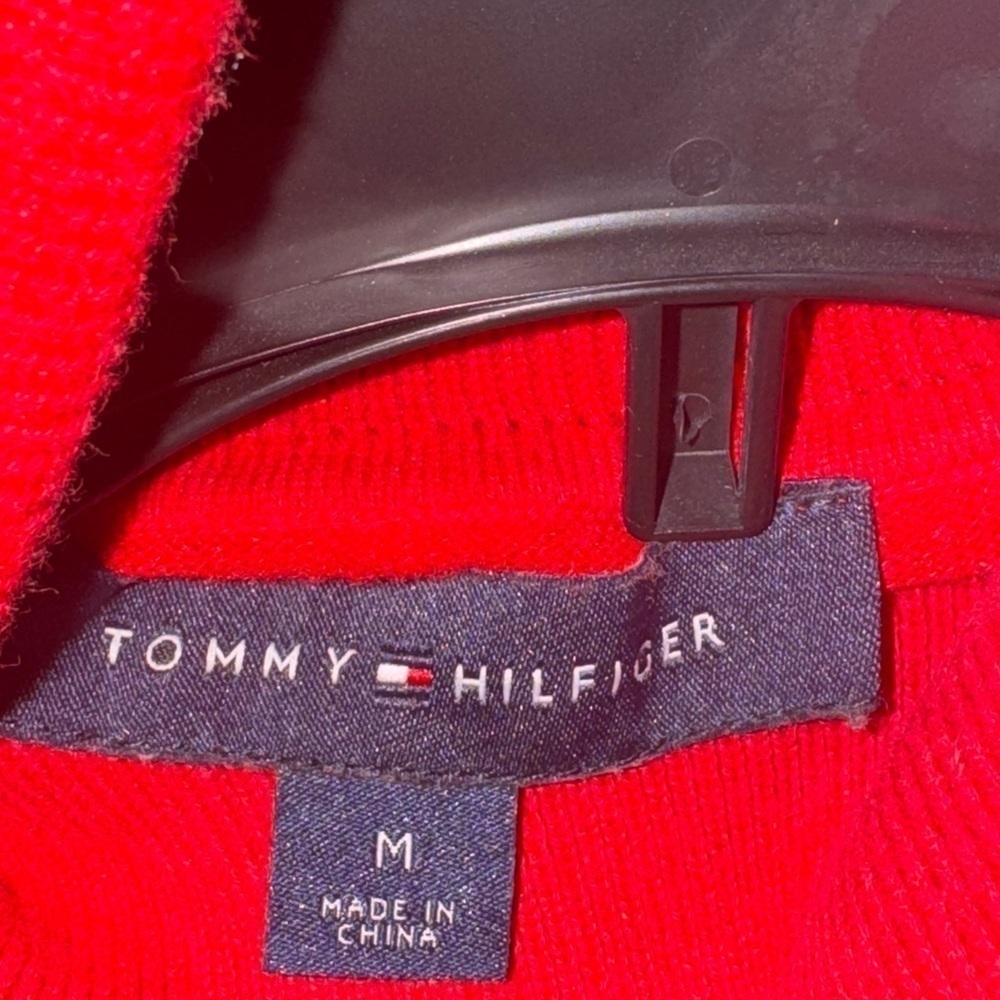 Tommy Hilfiger Red Turtleneck Sweater w/ Gold Buttons on Sleeve Size M - Picture 6 of 6